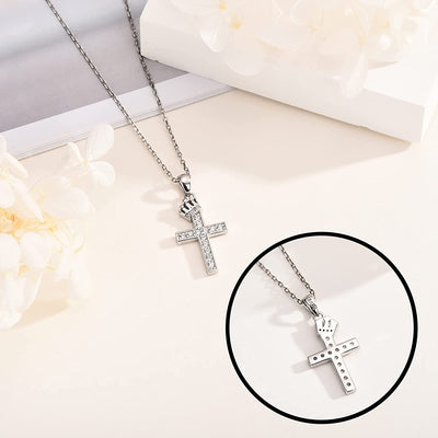 Crown Cross Sterling Silver Necklace