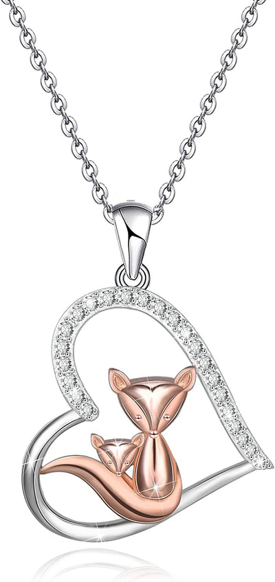 Fox Love Heart Sterling Silve Necklaces