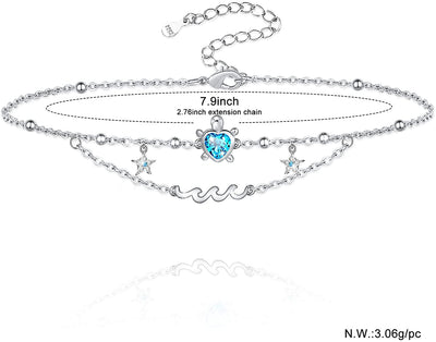 Turtle Sterling Silver Anklet