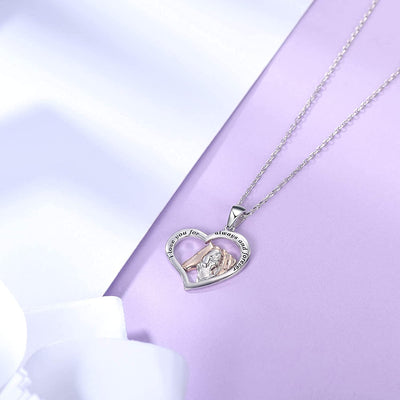 Horse And Girl Sterling Silver Heart Necklace