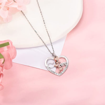 Rose Love Heart Sterling Silver Necklace