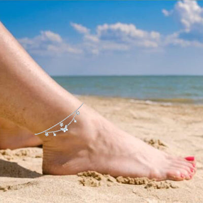 Layered Butterfly Sterling Silver Anklet