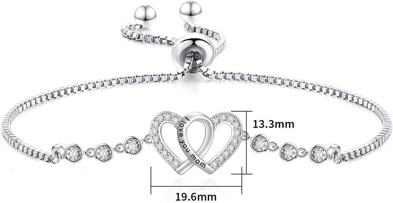Double Heart Sterling Silver Bracelet