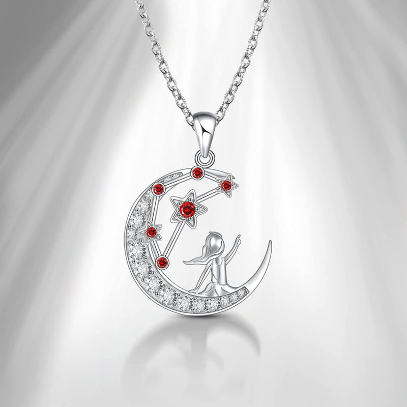 Zodiac 12 Constellation Capricorn Birthstone Sterling Silver Necklace