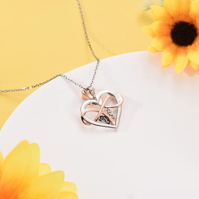 Rose with Butterfly Heart Sterling Silver Necklace