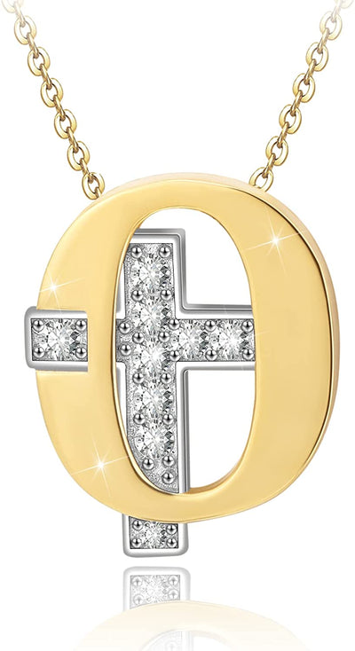 Initial Cross Sterling Silver Necklace