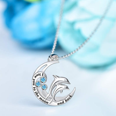 Double Dolphin Sterling Silver Necklace