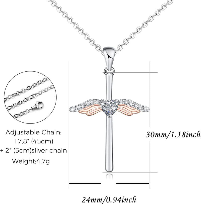 Cross Angel Wing Sterling Silver Necklace