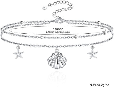 Starfish Shell Sterling Silver Anklet