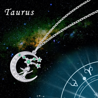 Zodiac Taurus 12 Constellation Birthstone Necklace Sterling Silver