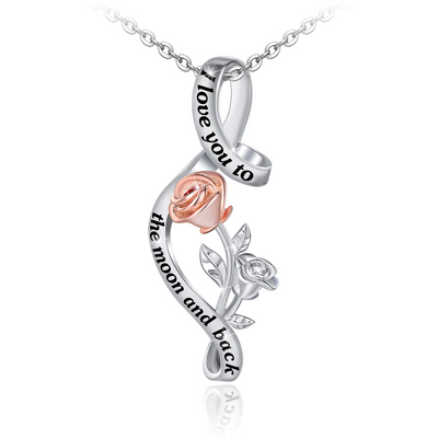 Rose Flower Sterling Silver  Necklace