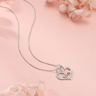 Hand In Hand Love Heart Sterling Silver Necklace