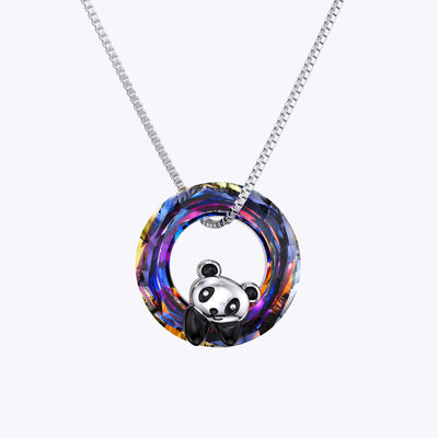 Panda with Crystal Sterling Silver Necklace