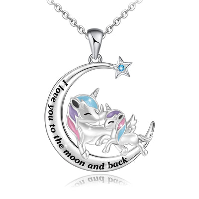 Double Unicorn Sterling Silver Necklace