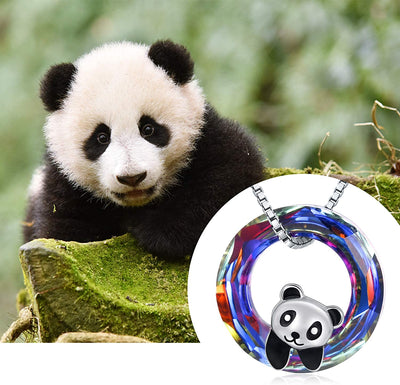Panda with Crystal Sterling Silver Necklace