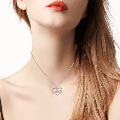 Mom Love Heart Sterling Silver Necklace