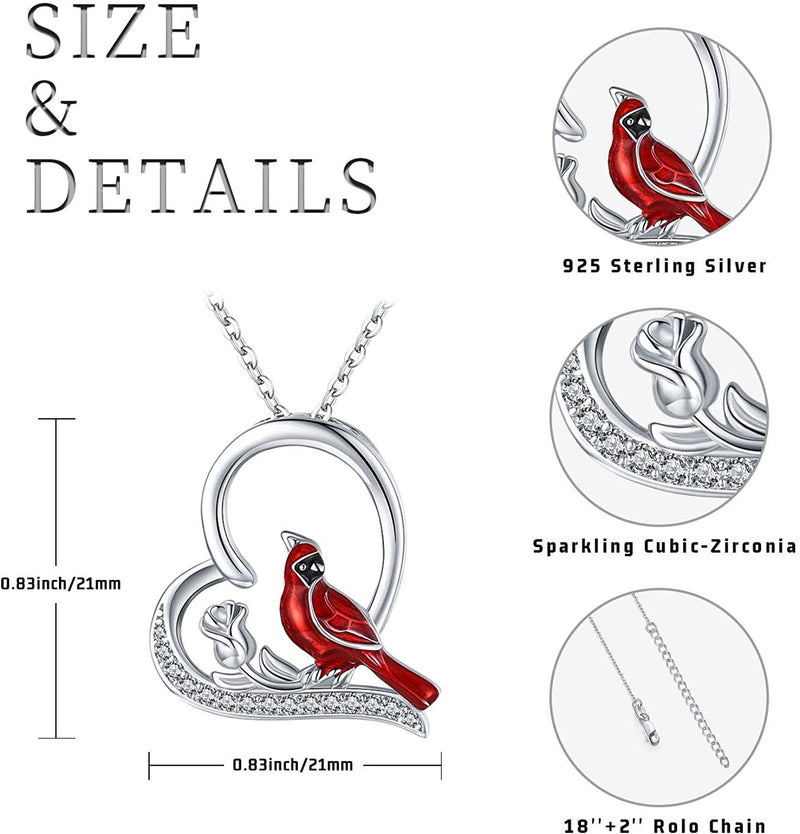 Cardinal Rose Heart Sterling Silver Necklace