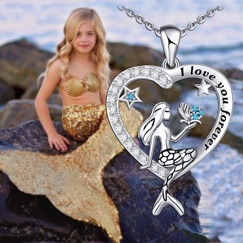 Mermaid and Butterfly Sterling Silver Necklace