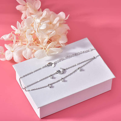 Moon and Star Sterling Silver Anklet