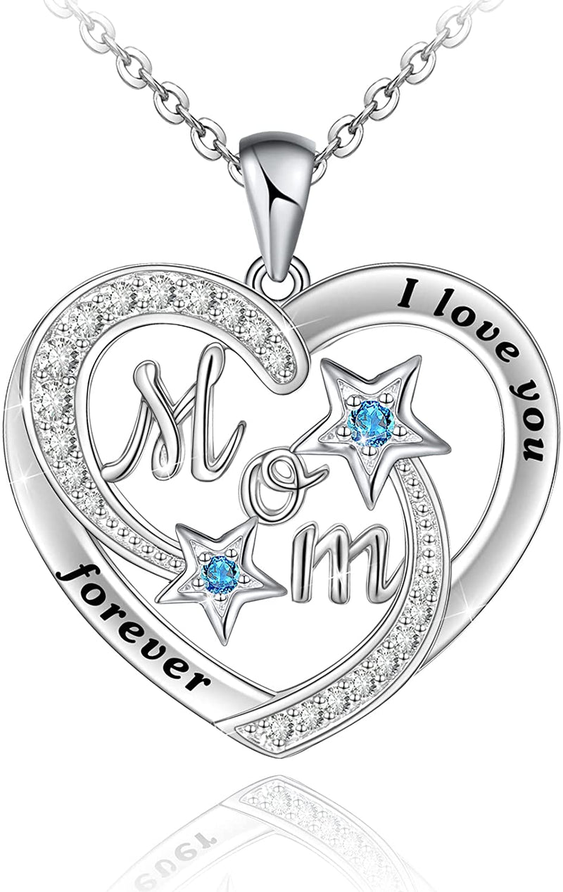 Mom Heart Sterling Silver Necklace