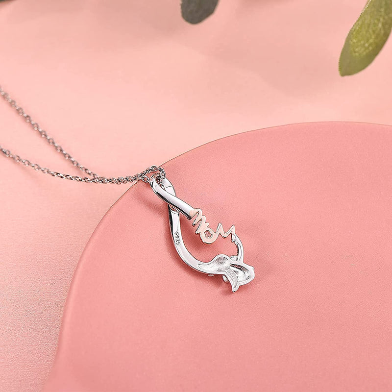 Mom Elephant Infinite Sterling Silver Necklace
