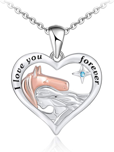 Horse And Girl Sterling Silver Heart Necklace