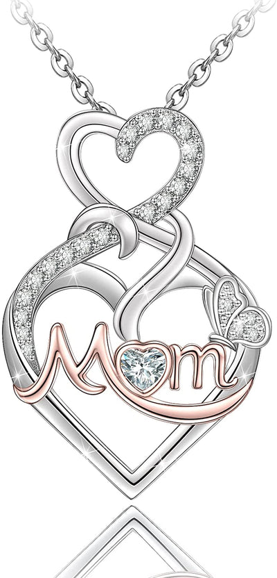 Mom Heart  Sterling Silver Necklace