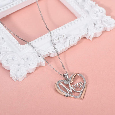 Mom Love Heart Sterling Silver Necklace