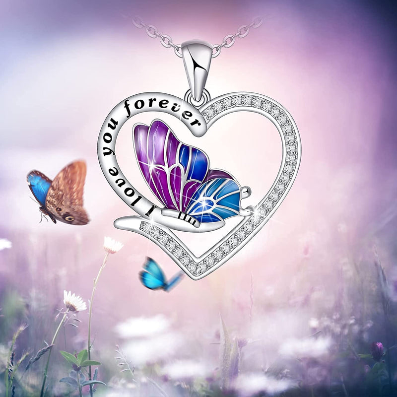 Butterfly Heart Sterling Silver Necklace