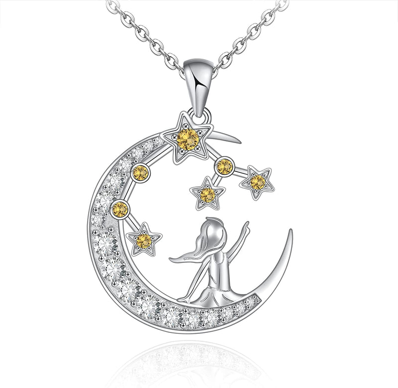 Zodiac 12 Constellation Sagittarius Birthstone Sterling Silver Necklace