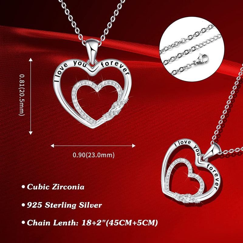 Double Heart Sterling Silver Necklace