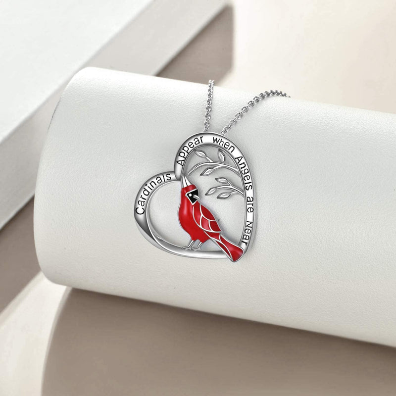 Cardinal Heart Sterling Silver Necklace