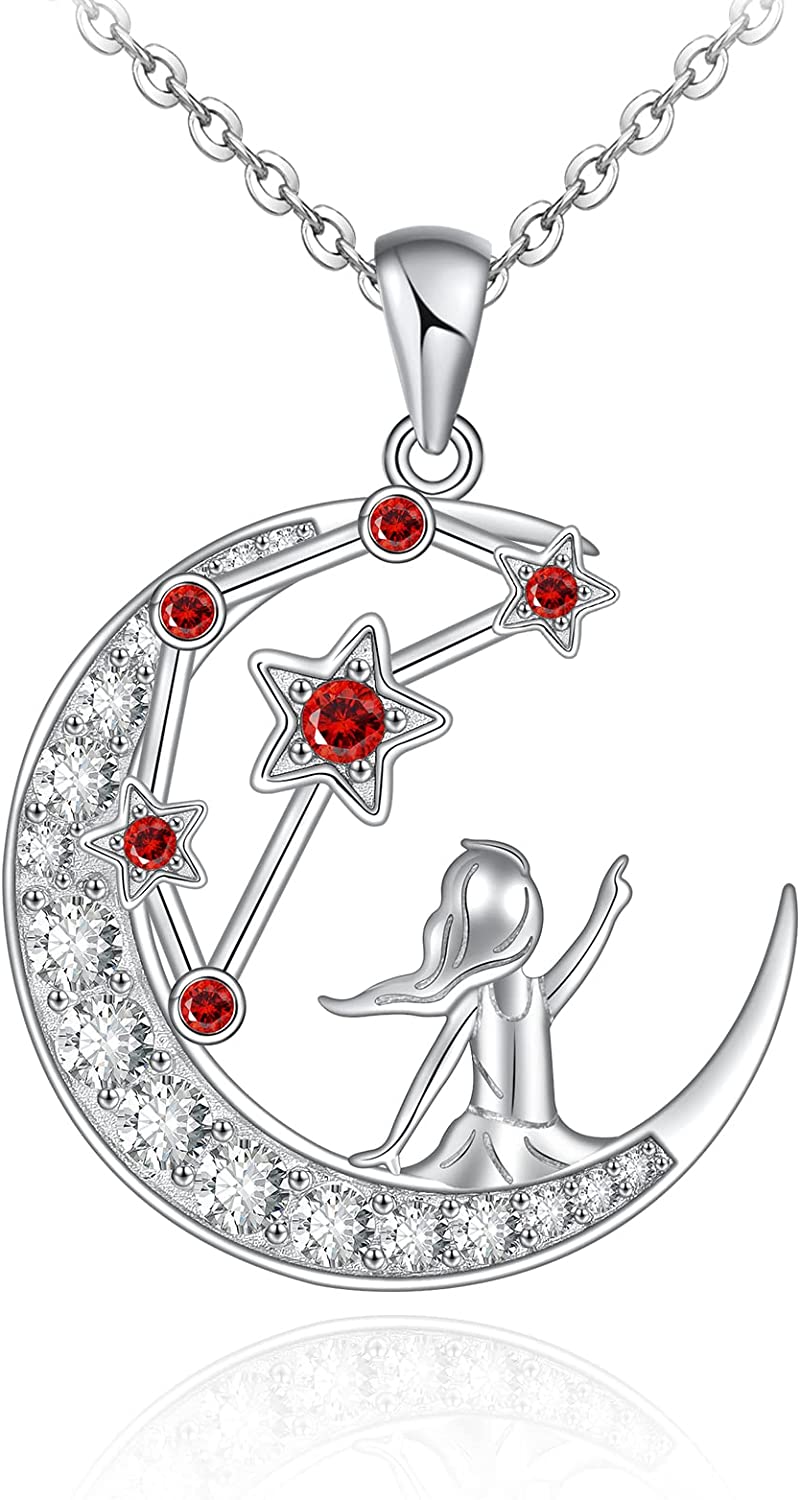 Zodiac 12 Constellation Capricorn Birthstone Sterling Silver Necklace