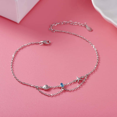 Starfish Layered Sterling Silver Anklet