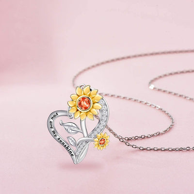 Double Sunflower Sterling Silver Necklace