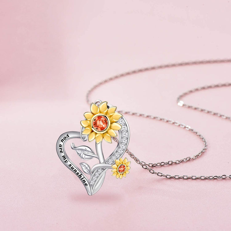 Double Sunflower Sterling Silver Necklace