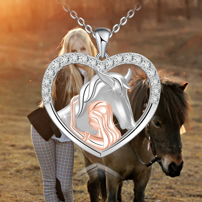 Horse And Girls Sterling Silver Necklace