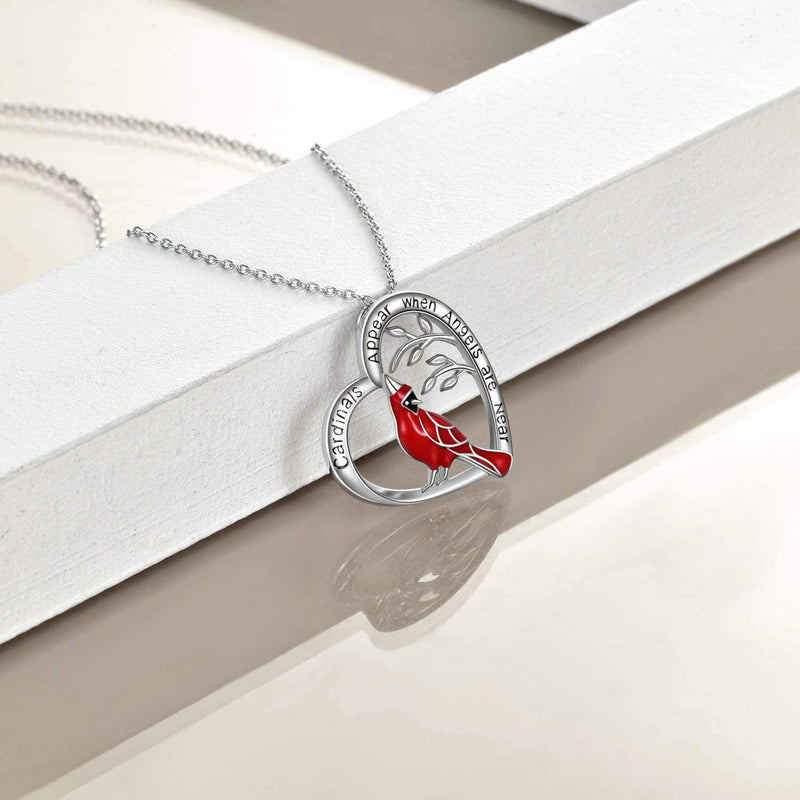 Cardinal Heart Sterling Silver Necklace