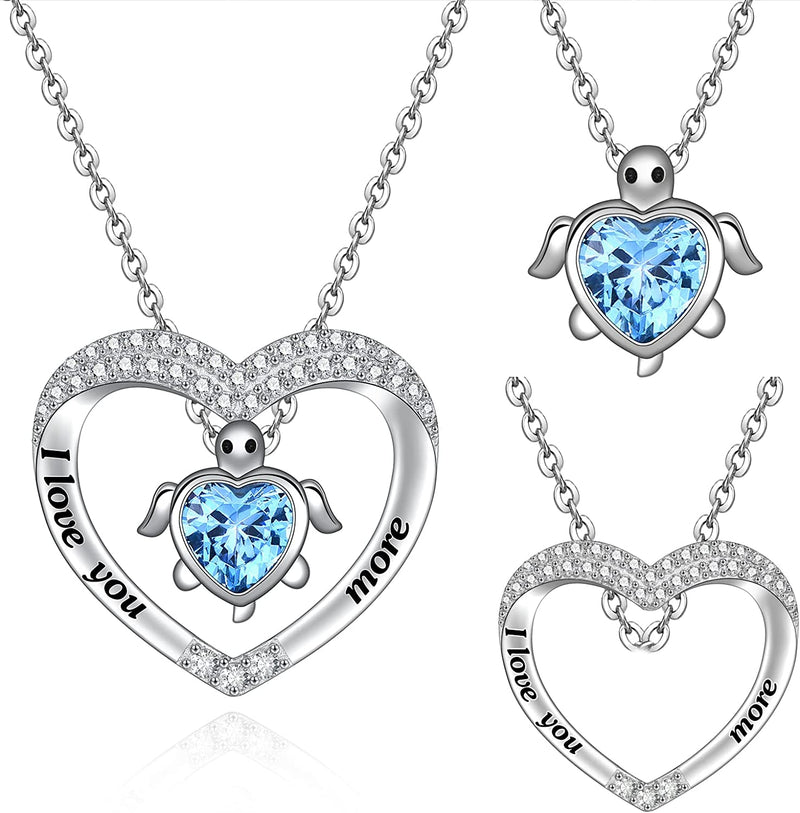 Sea Turtle Love Heart Sterling Sliver Necklace