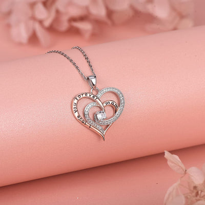 Double Love Heart Sterling Sliver Necklace