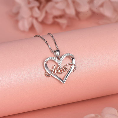 Mom Love Heart Sterling Silver Necklace