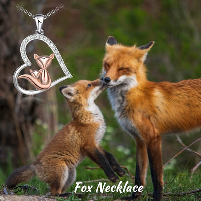 Fox Love Heart Sterling Silve Necklaces