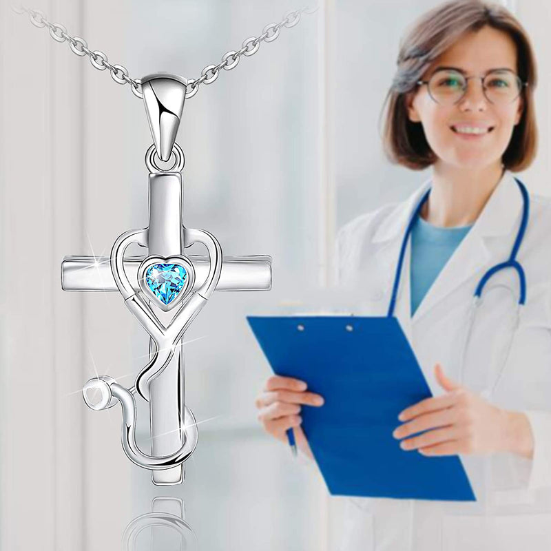 Stethoscope Cross Sterling Silver Necklace