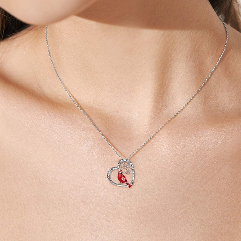 Cardinal Heart Sterling Silver Necklace