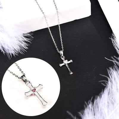 Love Heart Cross Sterling Silver Necklace
