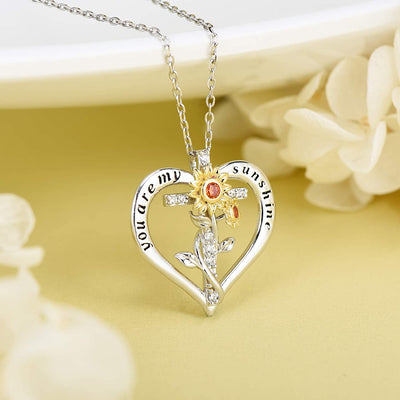 Sunflower Cross Sterling Silver Necklace