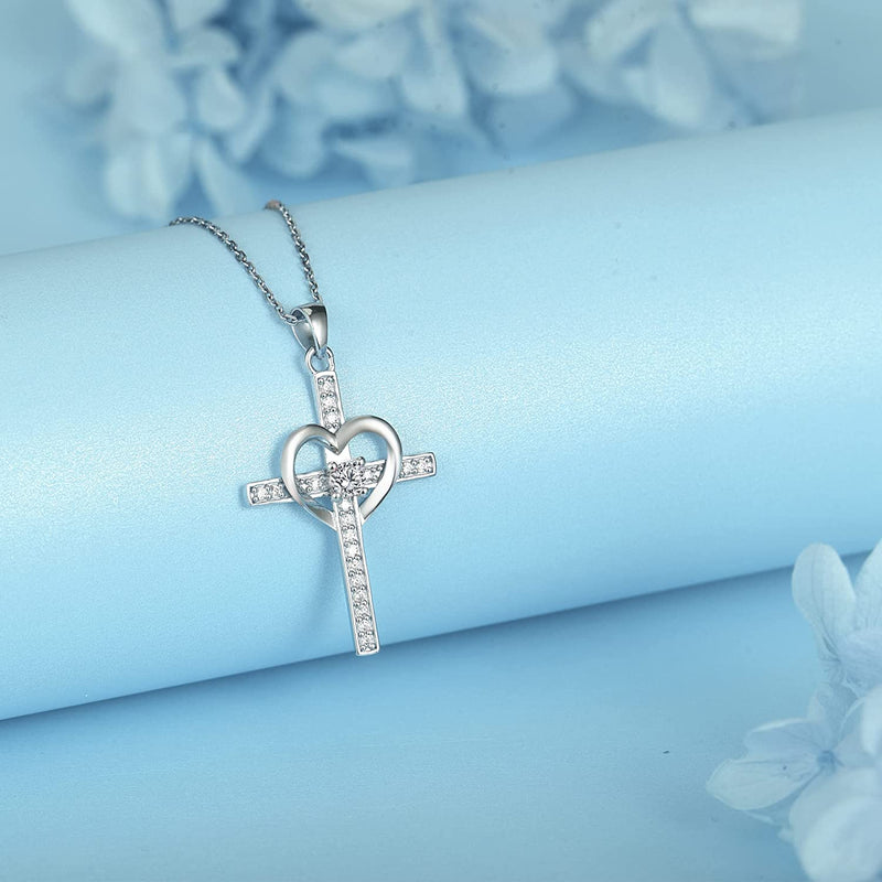 Cross Heart Sterling Silver Necklace