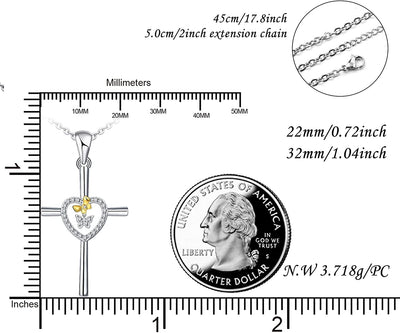 Cross Butterfly Heart Friendship Sterling Silver Necklace