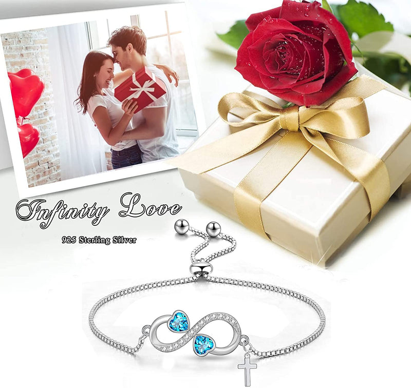 Love Heart Cross Sterling Silver Bracelet