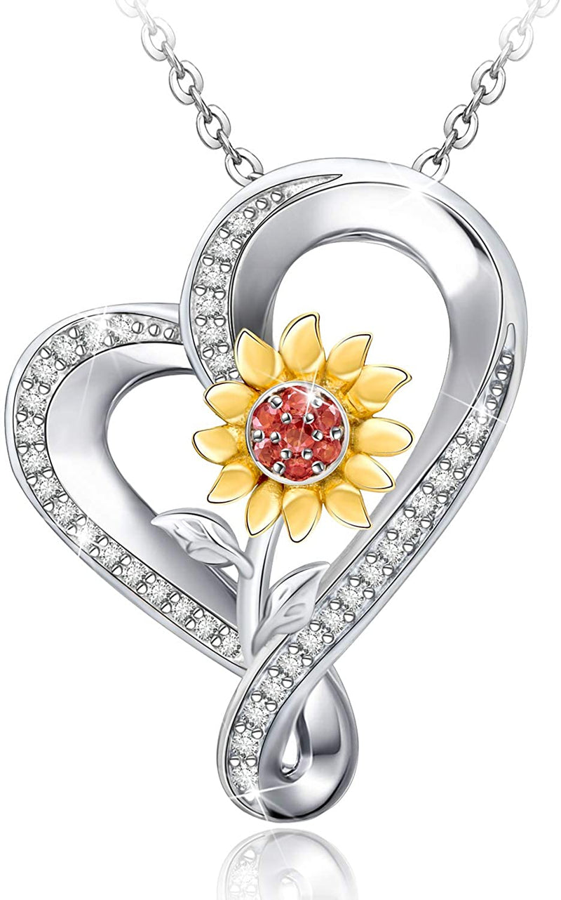 Sunflower Sterling Silver Heart Necklace